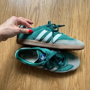 Green suede adidas samba